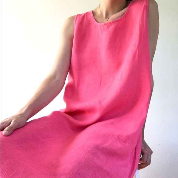 Watermelon pink linen dress - Picture 11 of 14